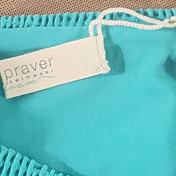 Tori Praver Swimwear Turquoise Tie Sides Lined Nylon Span Bikini Bottom Size M - Picture 13 of 16